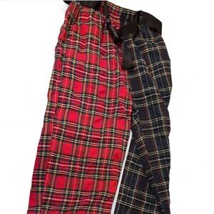 Plaid Trouser Pants in Red and Black